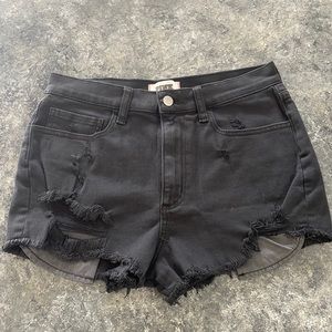 Pink black distressed high rise denim shorts - size 8 - never worn!